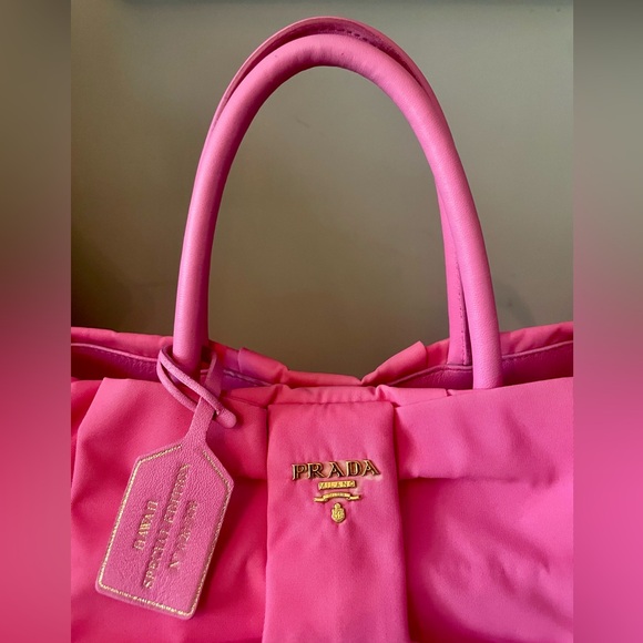 🎀PRADA Rare Limited Edition Color tote with bow, #20 of only 300, pink - Picture 11 of 17